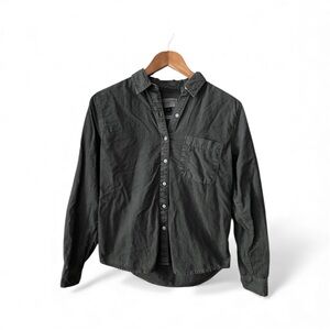 Universal Thread Women’s Gray Black Denim Long Sleeve Classic Fit Shirt Size S